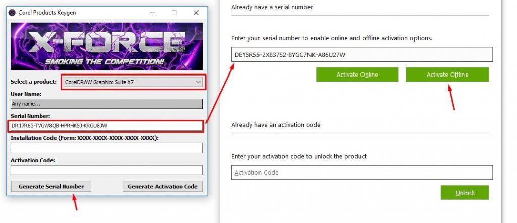 corel draw x7 serial number and activation code offline free download